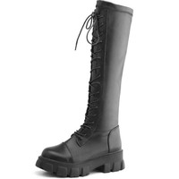 Gothic Punk Black Platform Motrocycle Boots - Thumbnail 8