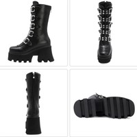 Studded Black Gothic Platform Boots - Thumbnail 5