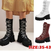 Studded Black Gothic Platform Boots - Thumbnail 7