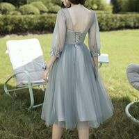 Cute lace short prom dress A line evening dress - Thumbnail 3