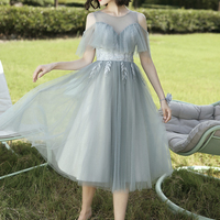 Cute lace short prom dress A line evening dress - Thumbnail 4