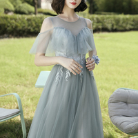 Cute lace short prom dress A line evening dress - Thumbnail 5