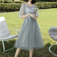 Cute lace short prom dress A line evening dress - Thumbnail 7