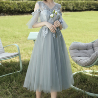 Cute lace short prom dress A line evening dress - Thumbnail 1