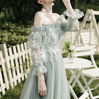 Cute lace short prom dress A line party dress - Thumbnail 4