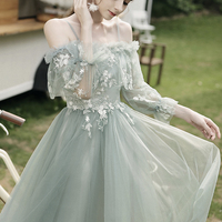 Cute lace short prom dress A line party dress - Thumbnail 5