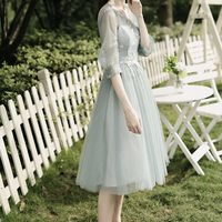 Cute lace short prom dress A line party dress - Thumbnail 7