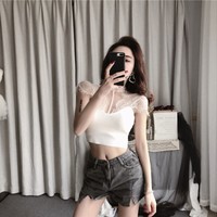 Sexy Gothic V Neck Short Sleeve Top - Thumbnail 4