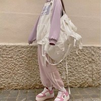 Lovely Pockets Design Ulzzang Side Stripe Drawstring Pants - Thumbnail 3