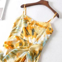 Sexy Spaghetti Strap Printed Party Dress - Thumbnail 4