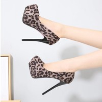Sexy Platform Leopard Print High Heels Shoes - Thumbnail 6