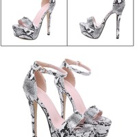 Peep toe High Heels Ankle Strap Fashion Sandals - Thumbnail 3