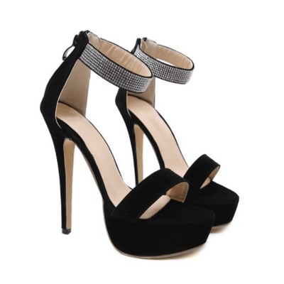 Peep toe high heels ankle strap fashion sandals - Thumbnail 3