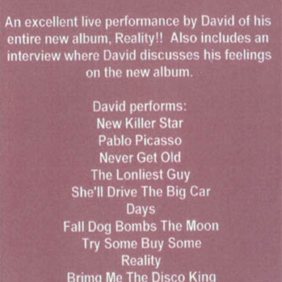 David bowie music choice november 2.2003 dvd