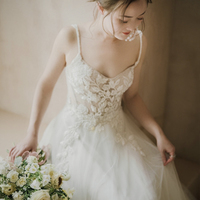 White lace long prom dress A line evening dress - Thumbnail 2