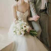 White lace long prom dress A line evening dress - Thumbnail 5