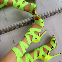 Sexy Lace up Women's Summer Sandals - Thumbnail 6