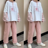 Japanese Kawaii Pink Elastic Waist Pants - Thumbnail 7