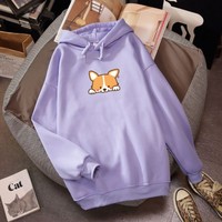 Cute Corgi Dog Print Japanese Harajuku Streetwear Hoodie  - Thumbnail 1
