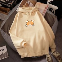 Cute Corgi Dog Print Japanese Harajuku Streetwear Hoodie  - Thumbnail 4