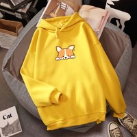 Cute Corgi Dog Print Japanese Harajuku Streetwear Hoodie  - Thumbnail 5