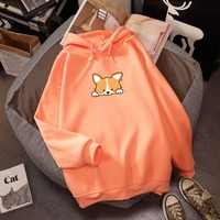Cute Corgi Dog Print Japanese Harajuku Streetwear Hoodie  - Thumbnail 6