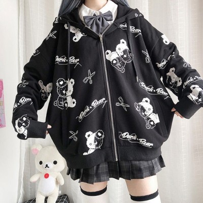 Gothic harajuku black hoodie jacket