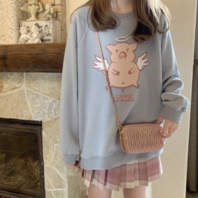 Kawaii pink angel pig sweatshirt hoodie