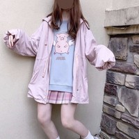 Kawaii Pink Angel Pig Sweatshirt Hoodie - Thumbnail 2