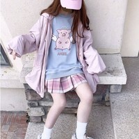 Kawaii Pink Angel Pig Sweatshirt Hoodie - Thumbnail 3
