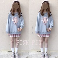 Kawaii Pink Angel Pig Sweatshirt Hoodie - Thumbnail 4