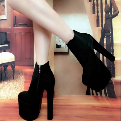 Gothic pu black high platform ankle boots - Thumbnail 4