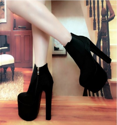Gothic PU Black High Platform Ankle Boots