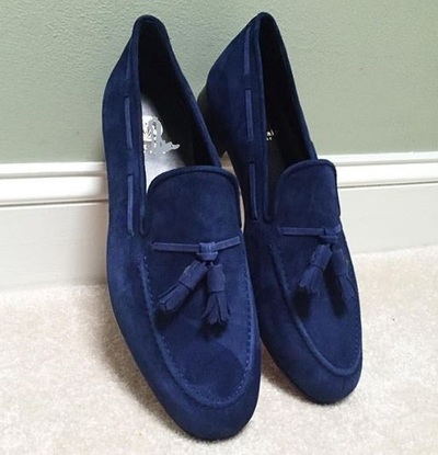 Handmade Men's Blue Suede Loafers Shoes, Casual Dress Shoes Men