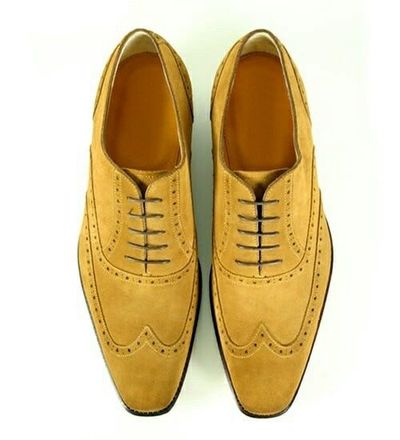 Mens Gorgeous Look Pure Suede Wingtip Lace Up Shoes, Oxfords Shoes Men