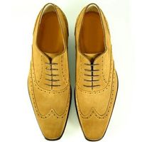 Mens Gorgeous Look Pure Suede Wingtip Lace Up Shoes, Oxfords Shoes Men - Thumbnail 1