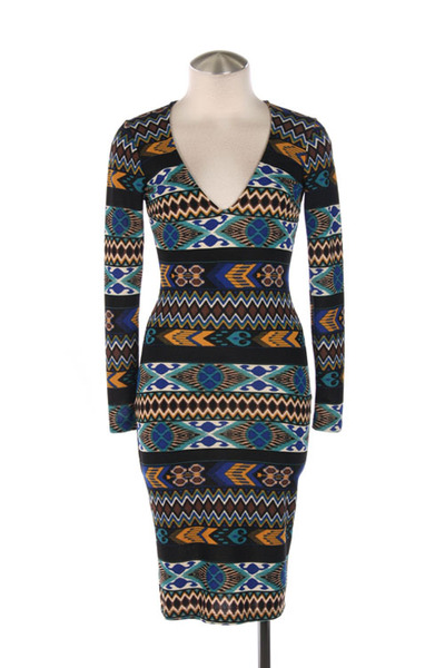 Ethnic Print Bodycon Dress