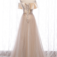 Shiny A line long prom dress evening dress - Thumbnail 7