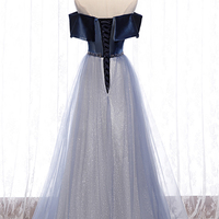 Shiny A line long prom dress evening dress - Thumbnail 2