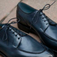 Men Navy Blue Split Toe Handmade Lace Up Classic Shoes - Thumbnail 1