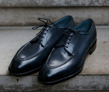 Men Navy Blue Split Toe Handmade Lace Up Classic Shoes