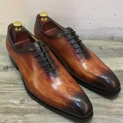 Handmade mens classic narrow toe two tone lace up handmade shoes