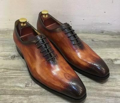Handmade Mens Classic Narrow Toe Two Tone Lace Up Handmade Shoes