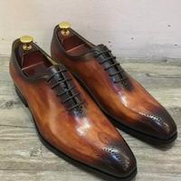 Handmade Mens Classic Narrow Toe Two Tone Lace Up Handmade Shoes - Thumbnail 3
