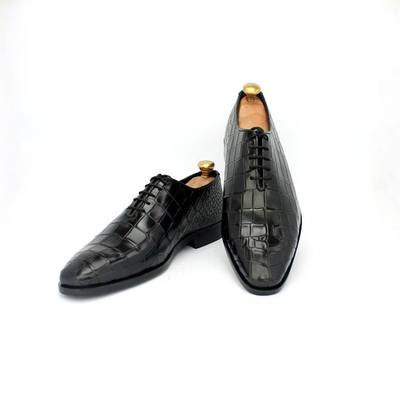 Men leather crocodile single cut leather formal shoes, men leather shoes - Thumbnail 2