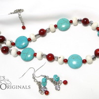 Turquoise Magnesite and Coral set - Thumbnail 1
