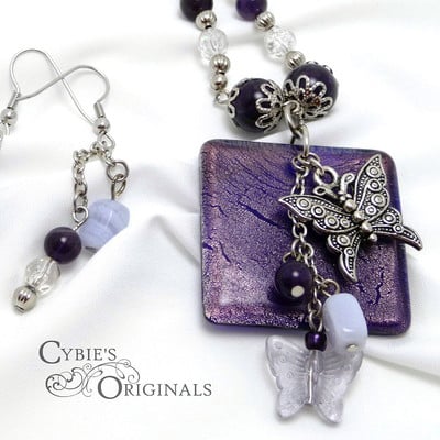 Amethyst butterfly set - Thumbnail 1