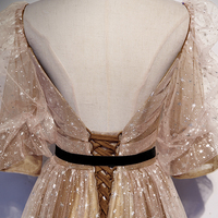 Cute tulle long A line prom dress evening dress - Thumbnail 2