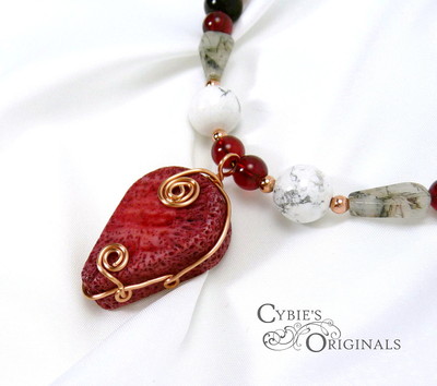 Coral Copper Wrapped Necklace