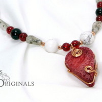 Coral Copper Wrapped Necklace - Thumbnail 2